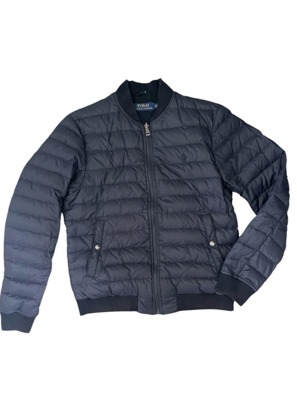 Polo by Ralph Lauren Vintage Navy Quilted Down Puffer Bomber Jacket* Unisex XS - Picture 7 of 16